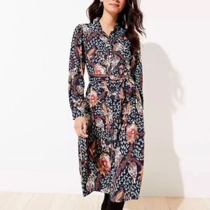 LOFT Women’s Size 2 Floral Midi Shirt Dress / Style 521167